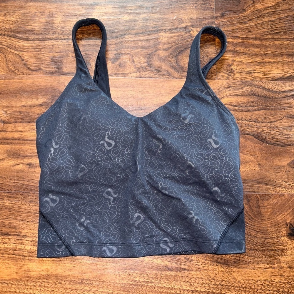 Lululemon Align Tank Top Yogo Emboss Black 
Size 4 
Insert Pads Included